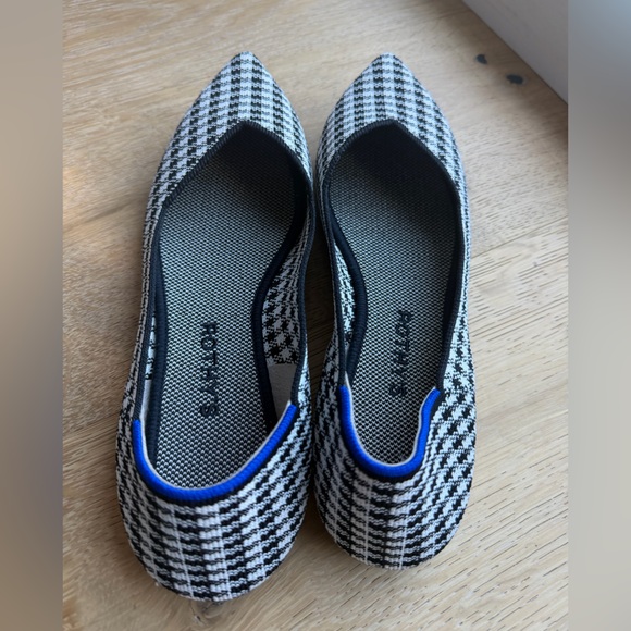 Rothy’s Picnic Point Flat Gingham Black and Whitr Size 11 - Picture 3 of 7